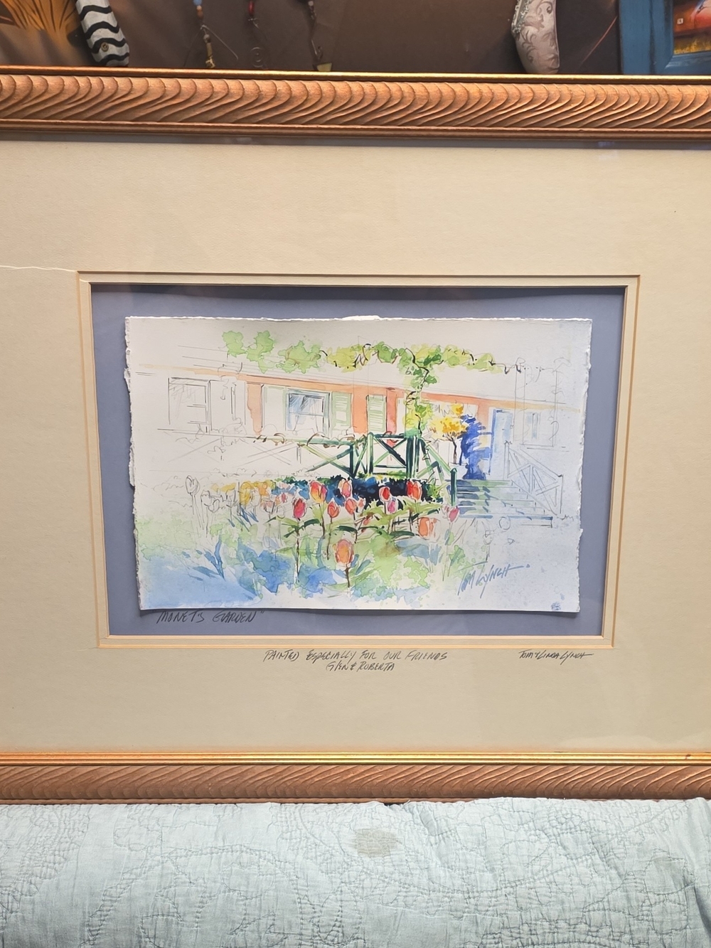Tom Lynch Watercolor Garden Illustration Print in Blue and Green